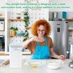 Airtight Flour Rice Storage Container with Pop-up Lid - 4.2 Qt Crystal-Clear Plastic Spaghetti Container, Tall and Slim Food Storage Bin Fit for Kitchen Pantry Organization