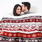 PAVILIA Premium Christmas Sherpa Throw Blanket | Christmas Decoration Reindeers, Fleece, Plush, Warm, Cozy Reversible Microfiber Holiday Blanket 60x80