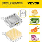 VEVOR Replacement Chopper Blade, 1/4 inch, 3 PCS French Fry Blade Assembly with 6 Extra Knives, Stainless Steel Dicer Parts and Push Block for Cutting Potatoes Carrots Onions Cucumbers Mushrooms