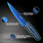 Wanbasion Blue Stainless Steel Knife Set, Sharp Kitchen Knife Set Professional, Kitchen Knife Set Dishwasher Safe with Covers for Cooking