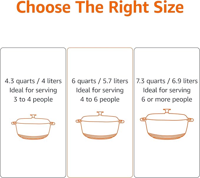 Amazon Basics Cast Iron Dutch Oven Pot with Lid, Enameled, Round, Dual Handles, Heavy-Duty, Medium, 6-Quart, Matte White