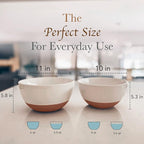 Mora Ceramic Large Mixing Bowls - Set of 2 Nesting Bowls for Cooking, Serving, Popcorn, Salad etc - Microwavable Kitchen Stoneware, Oven, Microwave and Dishwasher Safe - Extra Big 5.5 & 3.6 Qt - White