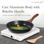 ESLITE LIFE Nonstick Ceramic Frying Pans Skillets Set, Non-Toxic Egg Omelette Kitchen Cooking Pans Compatible with All Stovetops (Gas, Electric & Induction), PTFE & PFOA Free (Black)