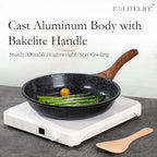ESLITE LIFE Nonstick Ceramic Frying Pan Skillet with Lid, Non-Toxic Egg Omelette Kitchen Cooking Pans Compatible with All Stovetops (Gas, Electric & Induction), PTFE & PFOA Free (Black, 9.5" w/Lid)