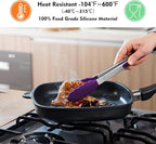 HOTEC Premium Stainless Steel Locking Kitchen Tongs with Silicon Tips, Set of 2-9" and 12" (Purple)