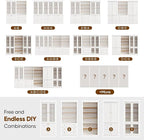 70.8" Tall Farmhouse Kitchen Pantry Cabinet with Doors, Modular Storage Cabinet with 4-Tier Adjustable Shelves, White, Wooden Hutch for Kitchen, Living Room, Set of 4