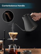 Electric Kettles, Gooseneck Electric Kettle, ±1℉ Temperature Control, Stainless Steel Inner, Quick Heating, for Pour Over Coffee, Brew Tea, Boil Hot Water, 0.9L Dark Grey