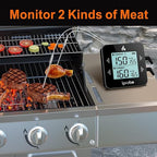 Dual Probe Digital Meat Thermometer - Waterproof, Rechargeable, Bright LCD, Magnetic, Suitable for BBQ, Grill, Smoker, and Oven