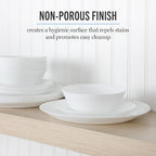 Martha Stewart Opalton 18-Piece Dinnerware Set – Chip and Break Resistant Opal Glass Plates and Bowls, Lightweight White Dinner Set for 6, Microwave and Dishwasher Safe