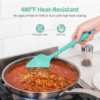 U-Taste Silicone Baking Spatula Set: 480ºF High Heat Resistant, Food Grade Flexible Rubber Kitchen Cooking Mixing Scraper, Food Grade Seamless Utensil for Nonstick Cookware Set of 3 (Aqua Sky)