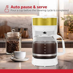 Holstein Housewares 12-Cup Coffee Maker, 61oz Drip Coffee Machine with Glass Carafe, Auto Pause & Serve, Compact Design – Ideal for Home, Office & Travel Coffee Brewing, White and Gold