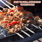 18PCS Kabob Skewers Flat Metal BBQ Barbecue Skewer 16" Long Stainless Steel Shish Kebob Sticks Wide Reusable Grilling Skewers Set for Meat Shrimp Chicken Vegetable, 18 Pack