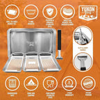 Yukon Glory Grill Basket Set, Stainless Steel BBQ 'N Serve 5-Piece with 3 Baskets, Removable Handle & Drip Tray for Vegetables, Fish, Shrimp