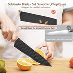 Knife Set, 7-Piece Kitchen Knife Set with Sharp Chef and Meat Knives, Anti-Rust Utility Knives Set for Kitchen, Kitchen Knife Block Set – Black