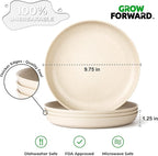 Grow Forward Premium Wheat Straw Plates and Bowls Sets - 8-Piece Wheat Straw Dinnerware Sets - Unbreakable & Reusable Microwave Safe Plastic Dinner Plates for Outdoors, RV, Camping Dishes - Sahara