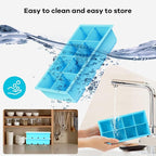 8 Grids Large Ice Cube Trays - Silicone Ice Cube Tray with Lid, Silicone Large Ice Cube Trays Easy Release, Silicone Ice Cube Molds Big Square Ice Maker Tray BPA Free for Cocktail, Whiskey, Coffee