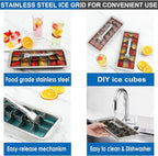 KAYCROWN 18/8 Stainless Steel Ice Cube Tray, 18 Slot Ice Tray with Easy Release Handle for Making Various Ice Cubes and Frozen Foods, Removable Slots for Easy Ice Cube Removal and Cleaning