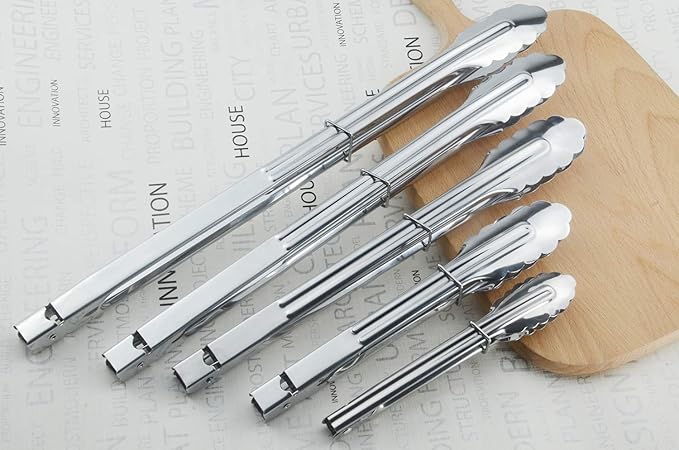 Stainless Steel Cooking Grilling Tongs Extra Long Camp Dutch Oven Tongs for Kitchen and Barbecue Charcoal (16-Inch 3 Pieces)