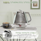 Evoloop Electric Tea Kettle, 1500W /1.0L Hot Water Boiler Heater Pot, Retro Small Electric Kettle, 100% Stainless Steel BPA Free Electric Teapot, Auto Shut-Off & Boil-Dry Protection