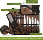 EVERPRIDE Chef Knife Roll Bag Holds 10 Knives – Contains 2 Large Zippered Pockets for Meat Cleavers and Cooking Tools – Durable Knife Carrier Case for Chefs and Culinary Students – Knives Not Included