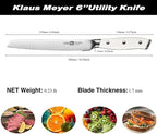 Klaus Meyer Stahl High Carbon Exclusive German Steel 6 inch Utility Serrated Knife (White)