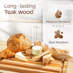 Yes4All Durable Teak Cutting Boards for Kitchen, [20''L x 15''W x 1.5” Thick] Large Edge Grain Cutting Board, Pre Oiled Wood Cutting Boards, Thick Chopping Board w/Juice Grooves and Easy Grip Handle