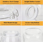 Glass Kitchen Storage Canister Mason Jars with Lids,32oz Airtight Glass Canister with Hinged Lid，Perfect for Kitchen Canning Cereal,Pasta,Sugar,Beans (Labels & Chalk Marker)-Set of 4