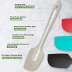 3 Pack Large Silicone Spatula for Kitchen,600°F Heat resistant Rubber Spatulas for Baking,Cooking, Scraping,and Mixing,Non Stick Kitchen Utensils, BPA Free, 11.2 IN, Khaki