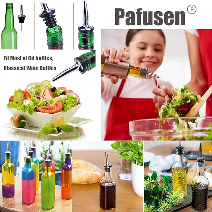 Pafusen 24 Pack Liquor Bottle Pourers, Liquor Pour Spout for Liquor Bottles, Stainless Steel Olive oil Dispenser Spout, Alcohol Pourer Dust Caps Long Covers, Rose Gold