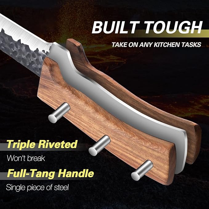 Huusk Knives from Japan, Boning Knife for Meat Cutting 6 inch, Butcher Knife for Brisket Trimming, Viking knife with Sheath, Full Tang Kitchen Utility Knife, Gift for Fathers