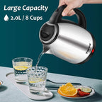TOPWIT Electric Kettle, 2.0L Hot Water Kettle Electric, BPA-Free Stainless Steel Tea Kettle, Electric Kettles for Boiling Water with Fast Boil, Auto Shut-Off & Boil Dry Protection, Silver