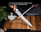 Resharpenable Bread Knife, 8 Inch Multifunction Serrated Knife, German HC Stainless Steel Bread Cutting Knife with Innovative Wavy Edge for Efficient Slicing, Razor Sharp for Homemade Bread