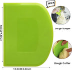 SURDOCA Dough Scraper Bench Scraper - 3P 7.1x4.9" Plastic Flexible Bowl Scraper, Sharp Edge & Angles Cake Scraper. Non-Slip Bakeware Decorating Tools Sculpting & Modeling Tools - Blue+Green+Blue
