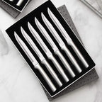Rada Cutlery 6-Piece Utility/Steak Knife Gift Set (S06), Stainless Steel Hollow Ground Blades, Made in USA, Black Handles