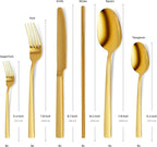 Home Haven Luxury Gold Silverware Set for 8, Heavy Duty Gold Flatware Set for 8, 18/10 Stainless Steel Cutlery Dishwasher Safe, Flatware for Special Occasions, Home & Restaurant Use (48 Pieces for 8)