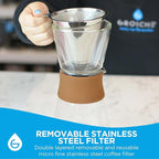 GROSCHE Amsterdam Glass Pour Over Coffee Maker - Single Cup Manual Dripper Brewer w/Removable Glass Top & Permanent Stainless Steel Filter - 27.6 fl oz - Ideal for Home, Camping, & On-the-Go Brewing