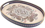 Oval Plastic Serving Tray with Handles, Elegant Decorative Tray for Coffee Table, Ottoman, Living Room, Kitchen, Outdoor Use. 10"*16"*1.4" B