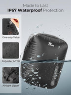 Vacuum Bags for Travel with Wireless Pump, 180° Open Zipper, IP67 Waterproof, Reusable Space Saver Compression Bags for Backpack, Suitcase, Home Storage(1 Pack)