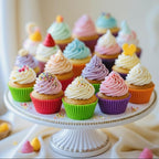 24 Pack Reusable Silicone Cupcake Baking Cups, 2.96 inch Multicolor Cups, Non-stick Muffin Liners for Weddings, Birthday, Party Halloween Christmas