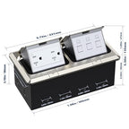 KYHSHJ Dual Pop-Up Floor Electrical Outlet Box Kit，20 Amp Stainless Steel TR Tamper-Resistant Duplex Receptacle Outlet，3-Port RJ45 Datacom Receptacle，ETL Listed,Stainless Steel Color