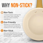NutriChef 10" Medium Ceramic Fry Pan - Non-Stick Ceramic Coated Skillet with Stylish Titanium Handle, Durable, Easy to Clean, Professional Cookware