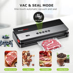Bonsenkitchen Vacuum Sealer Machine, Multi-Functional Food Sealer with 1 Roll Bag, Bag Storage | Built-in Cutter, Black-Silver