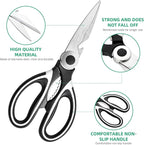 Multipurpose kitchen scissors, heavy duty meat poultry scissors, spice scissors, food cooking scissors, stainless steel utility scissors (1, white)