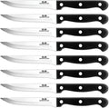 G.a HOMEFAVOR Steak Knife Set Stainless Steel, 8 Pieces Full Tang Sharp Serrated Knives Cutlery Set, Black