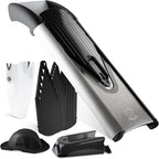 Börner Mandline Slicer V6 (Profi Set) • Stainless Steel Slicer with V-Blade • Adjustable Vegetable Slicer for Vegetables & Fruits • Slices, Strips & Dices in Various Thicknesses • Grater