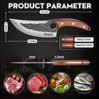 Huusk Chef Knives, Upgraded Viking Knife with Sheath Hand Forged Butcher Knife for Meat Cutting, Sharp Meat Cleaver for Kitchen and Outdoor, Thanksgiving Christmas Gifts