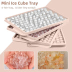 WIBIMEN Mini Ice Cube Trays, Small Tiny Round Pebble Crushed Nugget Ice Trays for Freezer with Lid - Chilling Drinks Coffee Juice(4 Pack/0.55In - Pink)