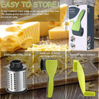 Boao Rotary Cheese Grater Manual Handheld Cheese Grater with Stainless Steel Drum for Grating Hard Chocolate Nuts Kitchen Tool(Gray Green)