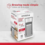 Holstein Housewares Personal Coffee Maker with 14oz Travel Mug – Compact One-Touch Brew Machine with Reusable Filter, Auto Shut-Off, Non-Stick Plate, Ideal for Home, Office, or Dorm. Grey