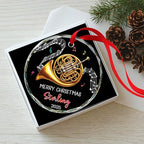 Musical Instrument Glass Ornament Christmas 2025, Personalized French Horn Player Xmas Ornaments, French Horn Glass Ornament Gifts for Musician, Custom Text & Name Instrument Lover Christmas Keepsake